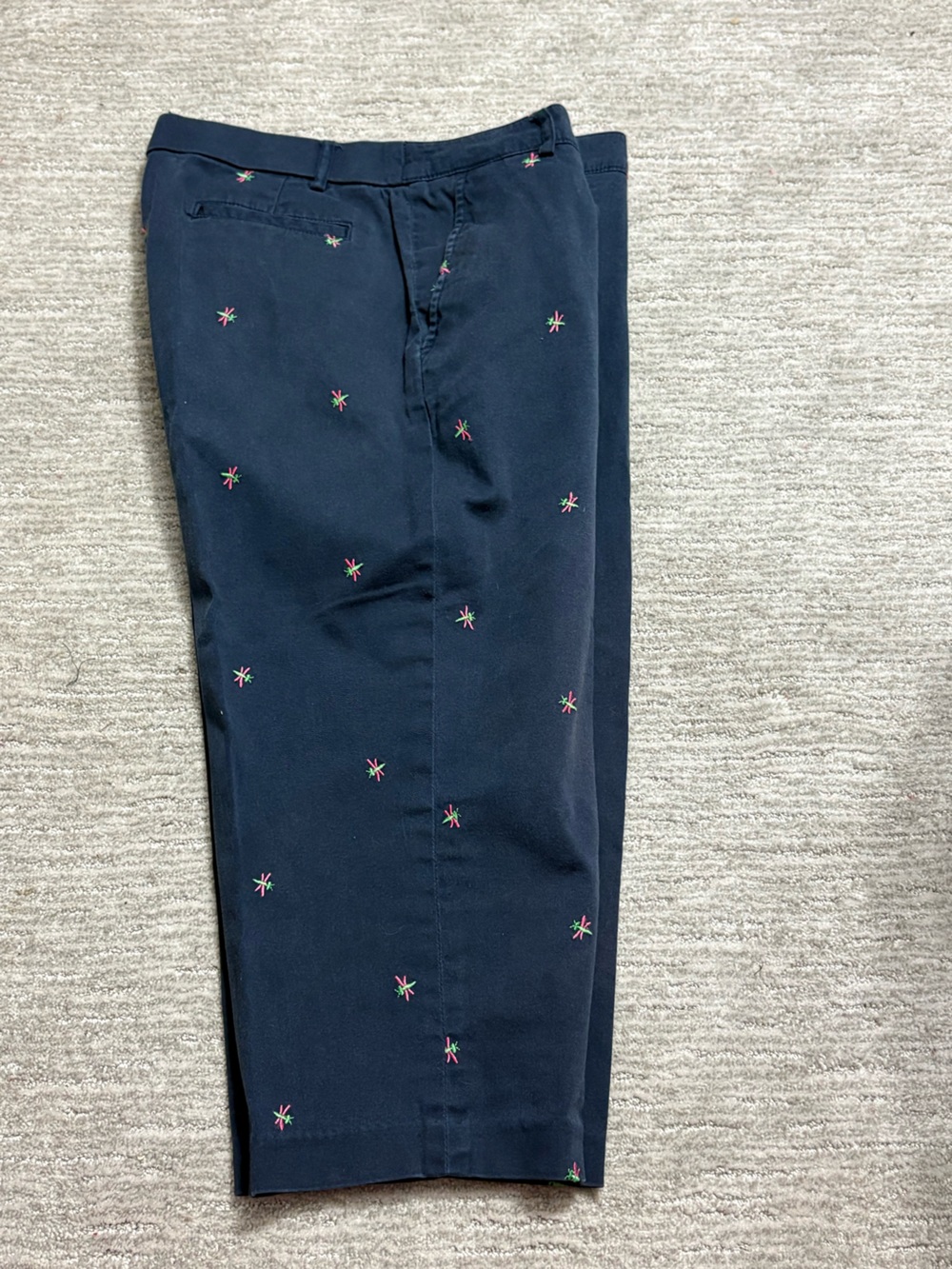 Briggs New York Navy Top with Pink & Green Embroidery Size 12 P